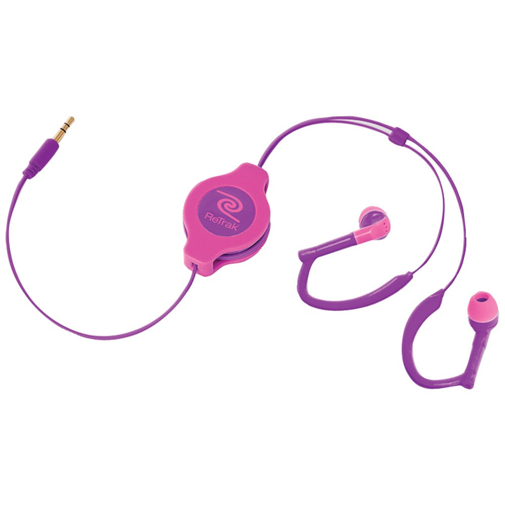 Retrak Retractable Sports Wrap Earbuds (neon Pink And Purple)