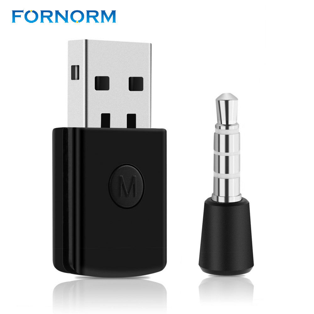 FORNORM Bluetooth 4.0 Dongle USB Adapter 3.5mm EDR USB for PS4 Stable Performance Bluetooth Headsets with male to female cable