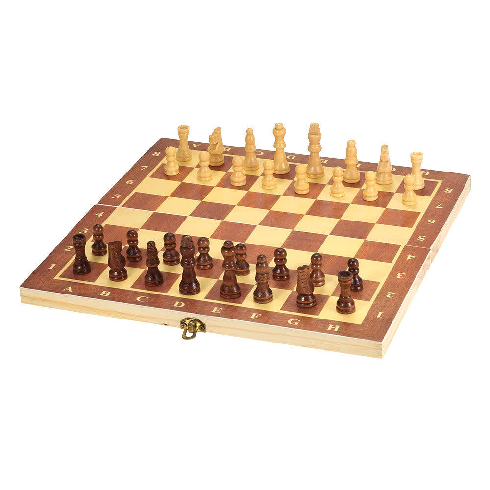Wooden Chess Set International Chess Entertainment Game Chess Set with Folding Board