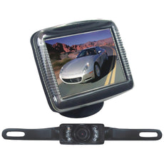 Pyle Pro 3.5&#34; Slim Tft Lcd Universal Mount Monitor System With License Plate Mount & Backup Camera