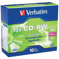 Verbatim 700mb 80-minute 4x-12x High-speed Branded Cd-rws 10 Pk