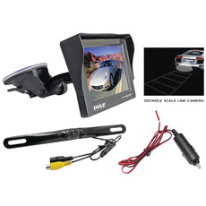 Pyle Pro 4.7&#34; Window Suction-mount Lcd Monitor With Die-cast License Plate Mount Backup Color Camera & Distance-scale Line