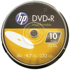 Hp 4.7gb 16x Printable Dvd+rs 10-ct Cake Box Spindle