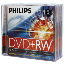 Philips 4.7gb 4x Dvd+rws With Jewel Cases 5 Pk