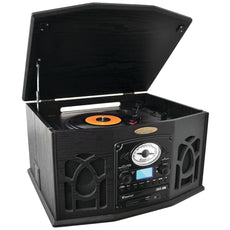 Pyle Home Bluetooth Retro Vintage Classic Style Turntable Vinyl Record Player With Vinyl-to-mp3 Recording (black)