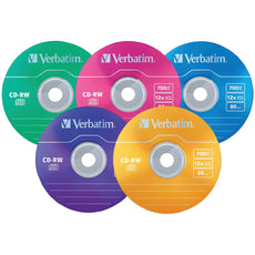 Verbatim 700mb Datalifeplus Cd-rws With Color-branded Surface 20-ct Slim Case