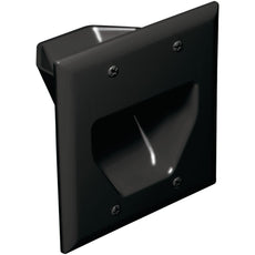 Datacomm Electronics 2-gang Recessed Cable Plate (black)