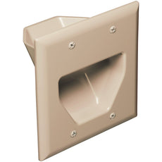 Datacomm Electronics 2-gang Recessed Cable Plate (ivory)