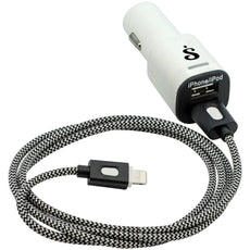 Bt Saphire Pwrmate Dual Car Charger With Lightning Cable 3.3ft (black)
