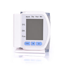 LCD Digital DisplayScreen Home Automatic Wrist Blood Pressure Pulse Sphygmomanometer and Tonometer Monitor Heart Beat Meter