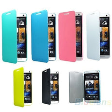 Stylish 6 Colors Ultra-thin Flip Fold Leather Case Cover for NEW HTC One M7 32GB