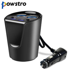 Powstro Dual USB 5V/3.1A Car Charger + 2 cigarette lighter socket real-time show car battery voltage and output current