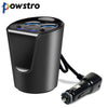 Powstro Dual USB 5V/3.1A Car Charger + 2 cigarette lighter socket real-time show car battery voltage and output current