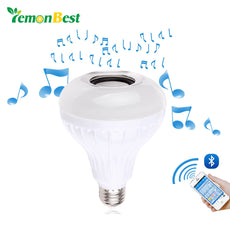 Wireless 12W Power E27 LED rgb Bluetooth Speaker Bulb Light Lamp Music Playing & RGB Lighting with Remote Control