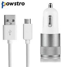 Powstro 2 in 1 Car Charge 1m 3.3ft Aluminum Micro USB Data Line Charging Cable Cord for Android Phones with 1A 2.1A Car Charger