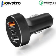 Powstro Quick Charge QC 3.0 3 port Type-c USB Car Charger Fast Charging QC3.0 USB-C Charging Ports For Samsung Phone T