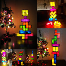DIY Tetris Constructible Night Light Desk Lamp Creative Constructible Retro Game Style Three-dimensional Stackable LED Light