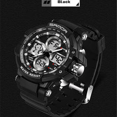 Colorful Double Display Cold Light Electronic Sport Waterproof Mens Watch