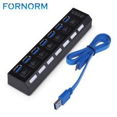 7 Ports High Speed USB Hub 5 Gbps USB 3.0 Hub On/Off Switch Hub USB Splitter For PC Laptop Computer Drop Shipping