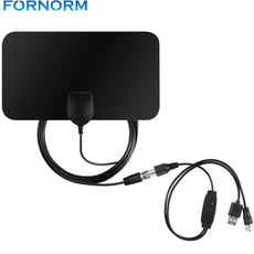 Flat HD Amplified Indoor Digital TV Antenna High Gain HDTV 50 Miles Range with USB Powered Amplifier&Coaxial Euro Adapter