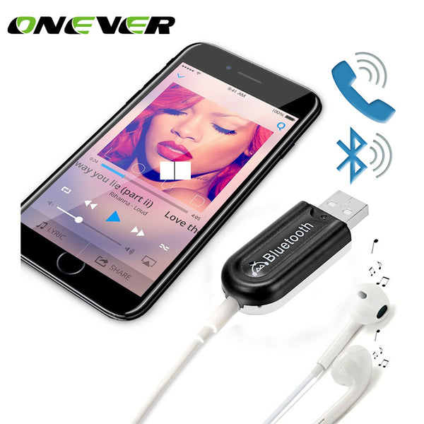 Onever 2 in 1 Universal 3.5mm USB Car Kit Bluetooth Receiver Dual Outp ...