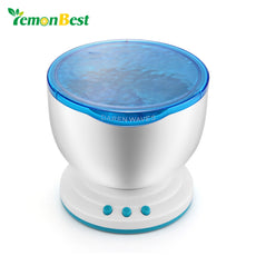 2 in 1 USB LED Night Light Projector & Mini Portable Speaker Ocean Sea Daren Waves Romantic Relaxing Lamp Novelty For Baby Child