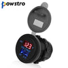 Powstro LED Car 2.1A USB Socket Charger Outlet with Voltmeter Modification Accessory for Motorcycle Motor Truck ATV Boat 12-24V