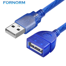 High-quality 1m 3m USB 2.0 Extension Print Cable Transparent Blue Wholesale Extended USB Cables for Cameras Computer Peripherals