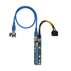 008C PCI-E 1x to 16x PCI Express Extender Riser Card GPU Riser Adapter No driver Needed with 60cm USB 3.0 Extension Cable & 6-Pin PCI-E to SATA Power Cable