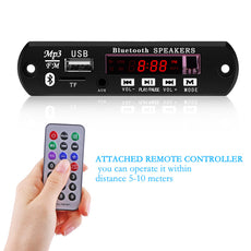 Car Bluetooth MP3 WMA WAV Decoder Board with FM Radio Audio Module TF Card USB Remote Controller(DC 5V/12V)