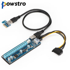 006C PC PCIe PCI-E PCI Express Riser Card 1x to 16x USB 3.0 Data Cable SATA to 6Pin IDE Molex Power Supply for BTC Miner Machine