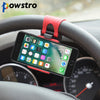 Powstro Car Steering Wheel Mobile Phone Holder Bracket for iPhone 6s 6 7 plus Samsung S7 S6 HUAWEI P9 P8 LITE Car phone holder