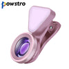 Powstro 3 in 1 Lens Fill Light 140 Degree Wide Angle 15X Macro Camera Clip-on phone Lens Camera Lenses Kit for iPhone Samsung