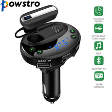 Powstro Doul USB car charger with 5 in 1 LCD Dispaly Bluetooth FM Transmitter car charger USB MP3 bluetooth handsfree car kit