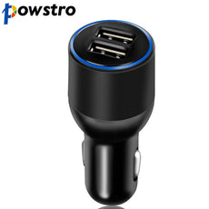 Powstro Dual USB Car Charger 2.1A Smart Charging DC 12V-24V Cigarette Lighter Charger with Blue LED For iPhone 6 Samsung