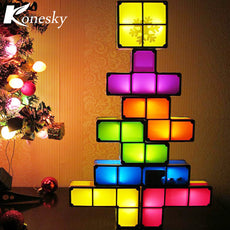 DIY Tetris Constructible Night Light Desk Lamp Creative Constructible Retro Game Style Three-dimensional Stackable LED Light