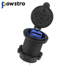 Powstro Car Charger USB Vehicle DC12V-24V Waterproof Dual USB Charger 2 Port Power Socket 5V 2.1A/1A High Quality