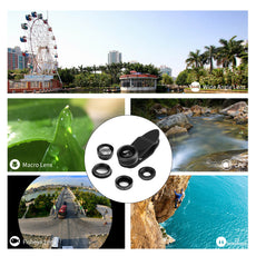 Powstro 5 in 1 Clip-on Phone Camera Lens Wide Angle+198 Fisheye+ 15X Macro + CPL +2X Telephoto Lens For Phones Tablet