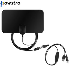 Powstro 1080P HDTV Antenna Range 50 Miles Flat TV Antenna with USB Powered Amplifier&Coaxial Euro Adapter for Indoor