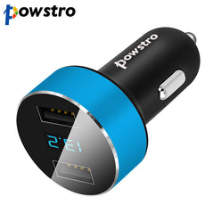 Powstro 12V-24V 3.1A Fast Charging Car Charger Dual USB Smart Car-Charger Adapter With Voltage Digital LED Display