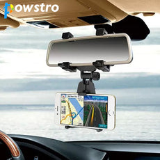 Powtro Universal Phone Holder 360 Degrees Car Rearview Mirror Mount Phone Holder Stand Cradle For iPhone Samsung GPS Smartphone