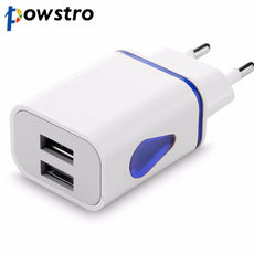 Powstro LED 2 USB Port Charger Adapter LED USB 2 Port Wall Home Travel AC Charger Adapter For iPhone 8 7 6S Plus Samsung S8 S7