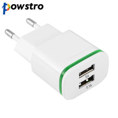 Powstro 2 usb charger 5V 2.1A EU plug usb wall adapter mobile phone charger for iphone 5 6 7 ipad tablet samsung huawei charging