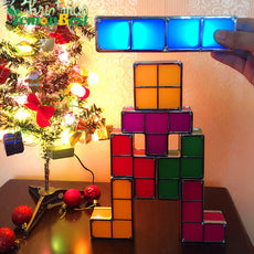 DIY Tetris Constructible Night Light Desk Lamp Creative Constructible Retro Game Style Three-dimensional Stackable LED Light