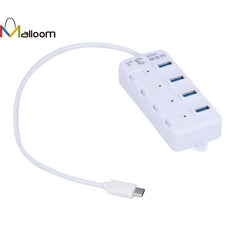 USB 3.1 Type-C Interface USB 3.0 4 Port Hub Adapter High Quality  10Gps Hot SwapWith Switch 4 LED Indicator