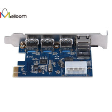 Gigabit Ethernet Network LAN+3 Port USB 3.0 To PCI-E Card PC Adapter Converter IEEE 802.3az  Supports Wake-on-LAN Function