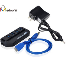 High Quality Trustworthy High Speed USB 3.0 HUB 4 Port Adapter LED Indicator With Power Adapter For PC US  Cami