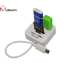 2016 High Quality hot selling USB 3.1 Type C USB-C Multiple 2 Port HUB TF SD Card Reader Adapter