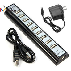 2017 High Quality 480 Mbps Data Transfer Rate 10 Port High Speed USB 2.0 Hub + Power Adapter for PC Laptop Computer