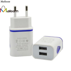 LED USB 2 Port Wall Home Travel AC Charger Adapter USB Charger for iphone for samsung for Huawei EU Plug High Quality #201